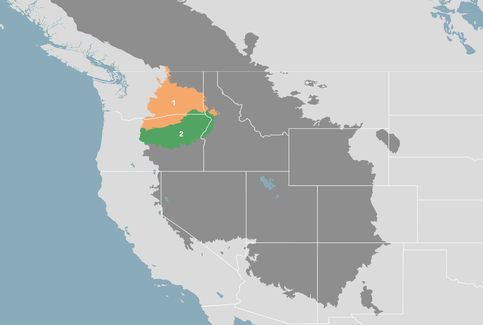 Columbia Plateau Blue Mountains NA17 One Earth   Bioregion Map NA17 